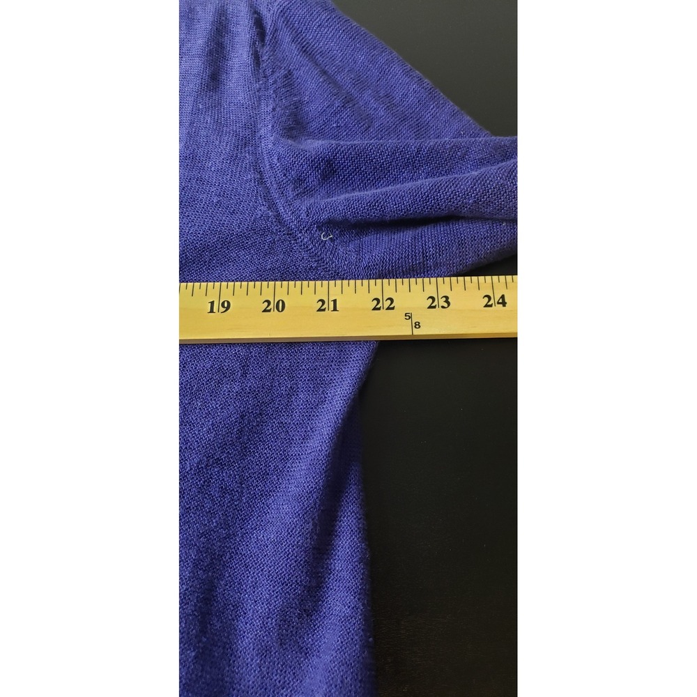 Eileen Fisher Navy Blue 100% Linen Longline V-Neck Button Cardigan Sweater L - Picture 9 of 10